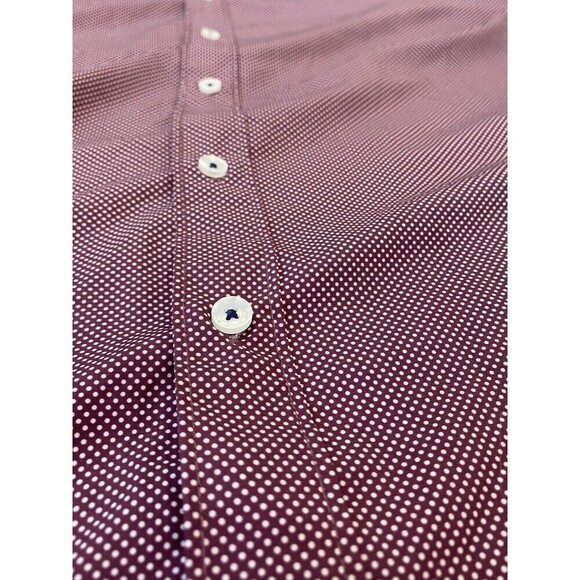 CON.STRUCT Men's Size XXL SLIM FIT 4-Way Stretch Maroon Polka Dot Button Down - Picture 5 of 7